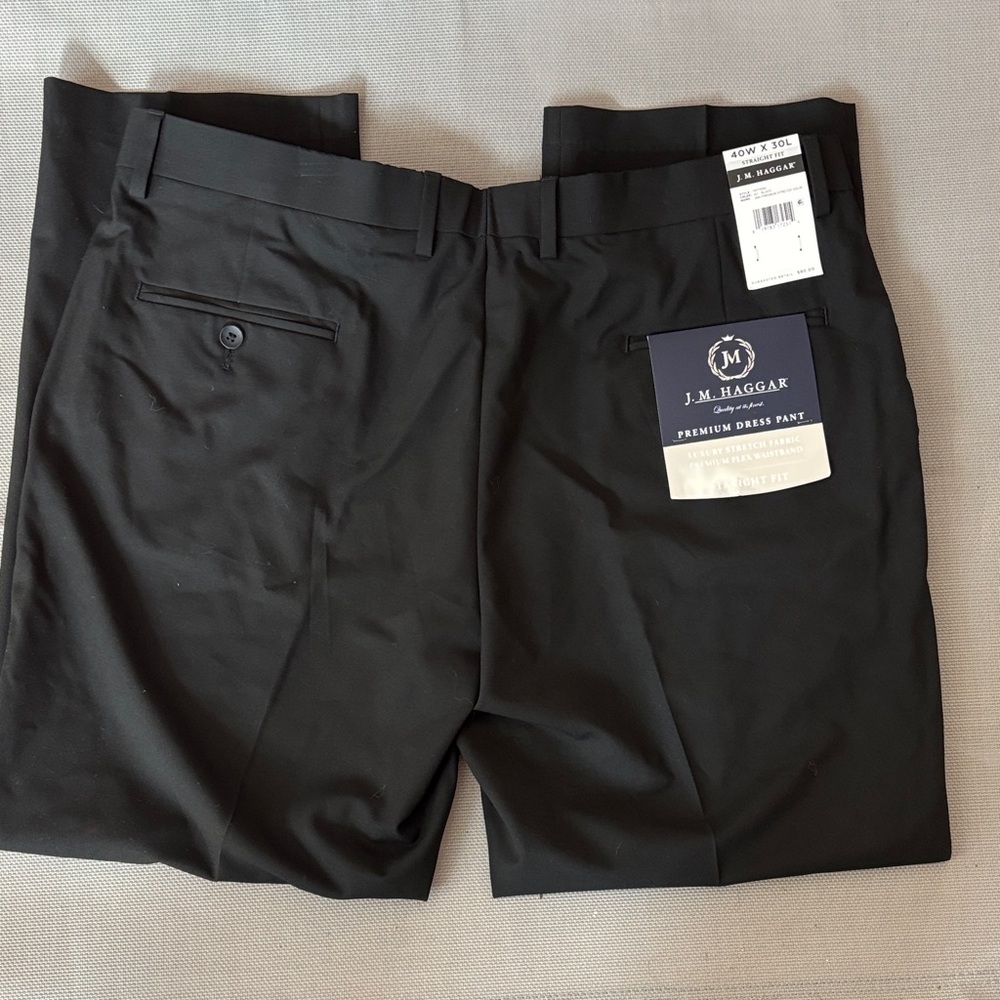 Haggar Classic Black Dress Pants size 40W 30L NWT - Picture 7 of 9